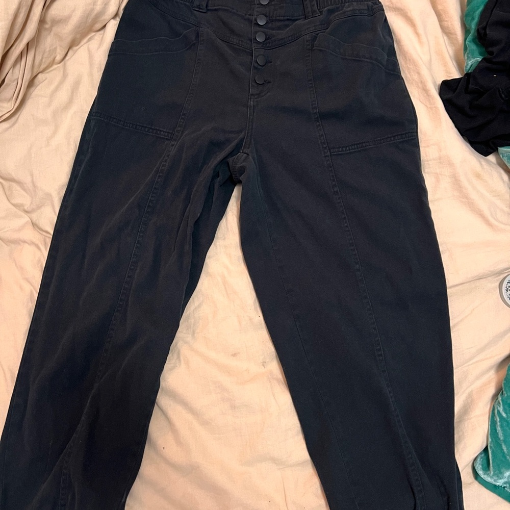 Knox Rose Black baggy button fly black jean Pants